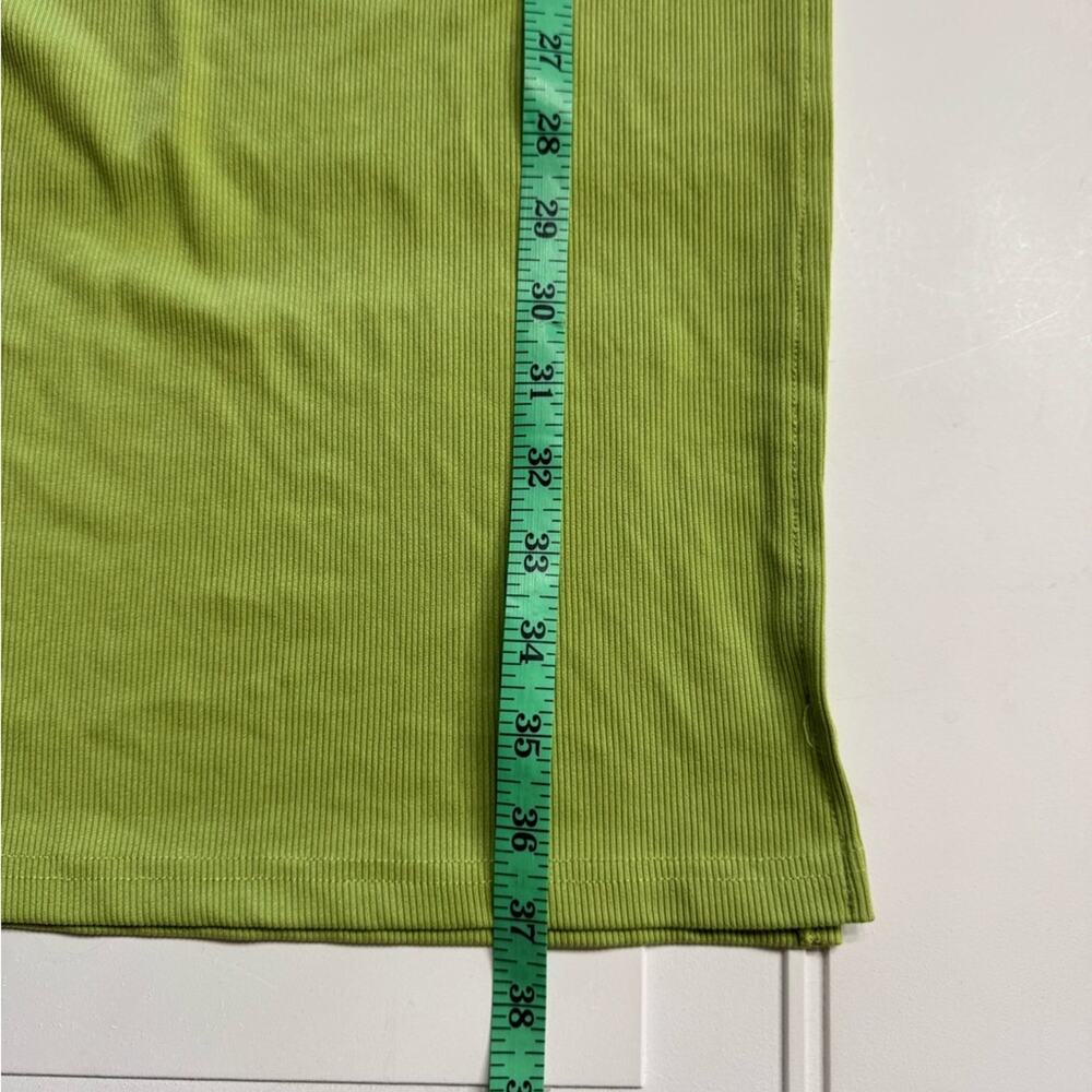 Princess Polly Womens Sz 4 Lime Green Ribbed High Slit Cross Front Dress Bodycon - Picture 4 of 7
